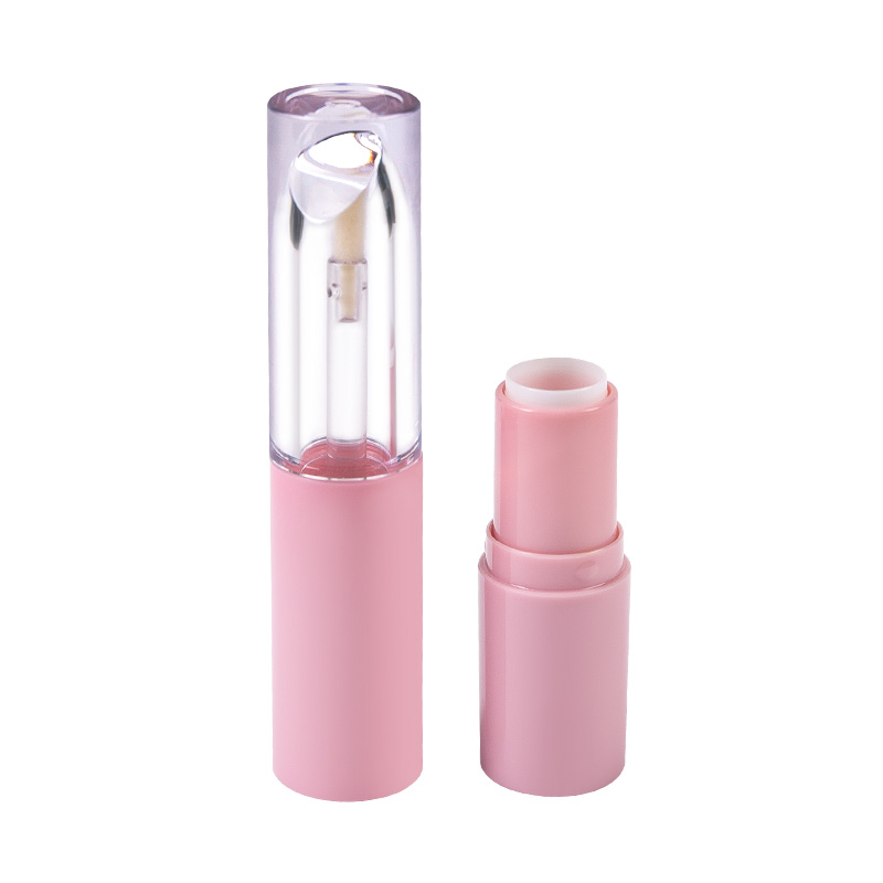 Pink Monoblock Lip Gloss and Lipstick Tube with Integrated Cosmetic Packaging