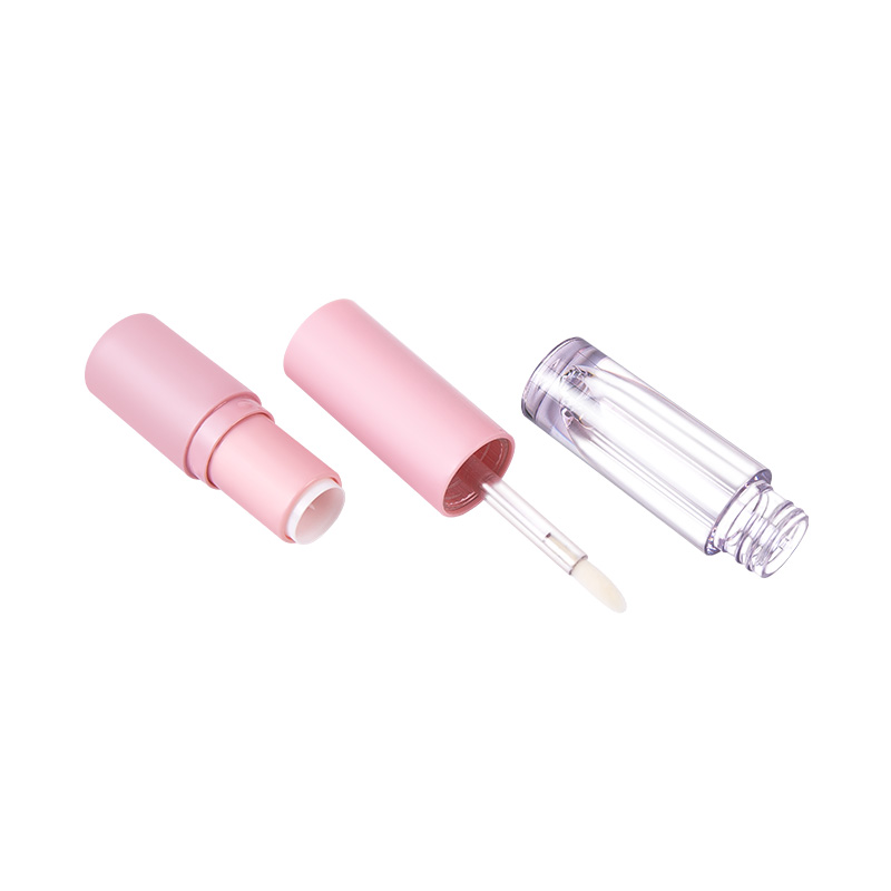 Pink Monoblock Lip Gloss and Lipstick Tube with Integrated Cosmetic Packaging