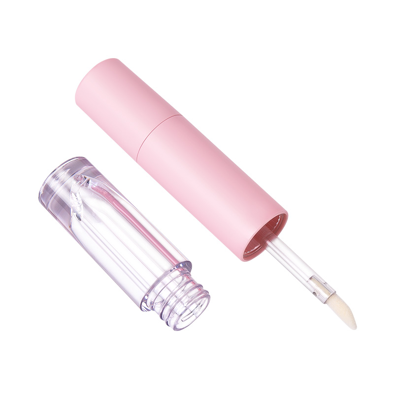 Pink Monoblock Lip Gloss and Lipstick Tube with Integrated Cosmetic Packaging