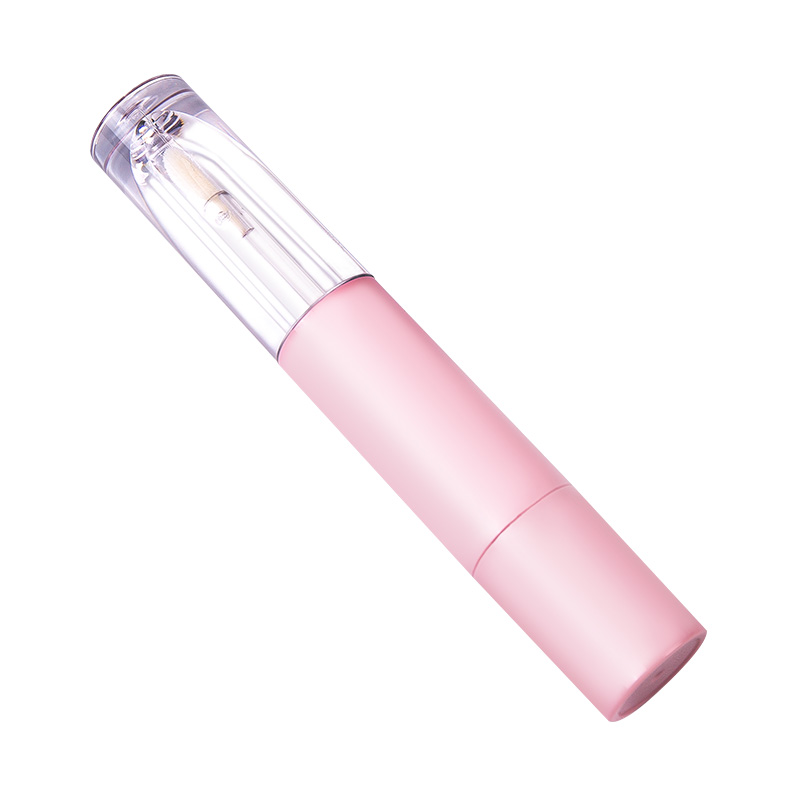 Pink Monoblock Lip Gloss and Lipstick Tube with Integrated Cosmetic Packaging