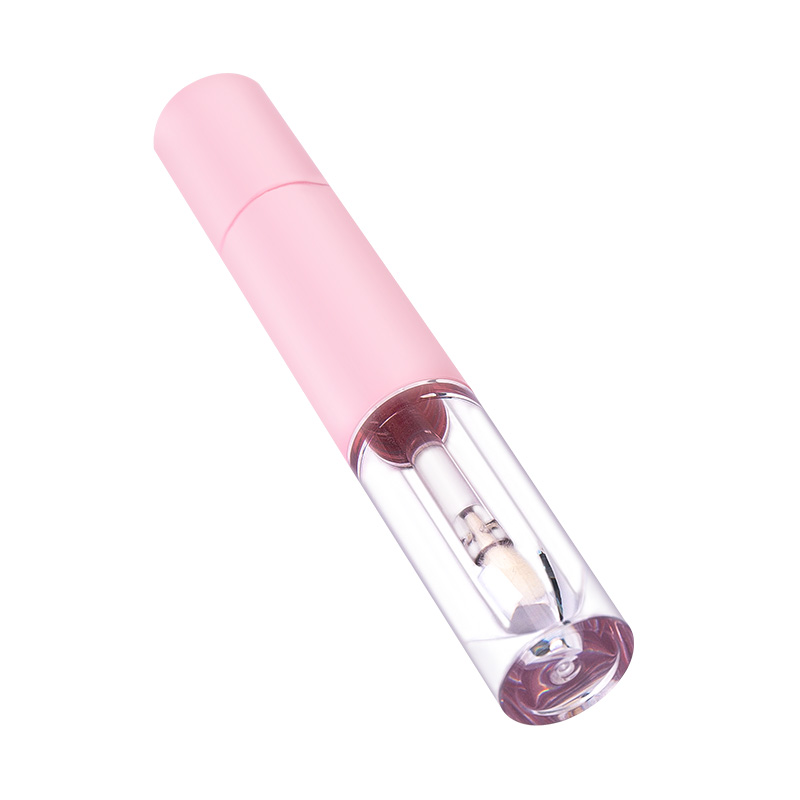 Pink Monoblock Lip Gloss and Lipstick Tube with Integrated Cosmetic Packaging