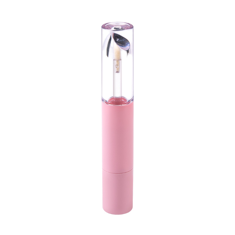 Pink Monoblock Lip Gloss and Lipstick Tube with Integrated Cosmetic Packaging