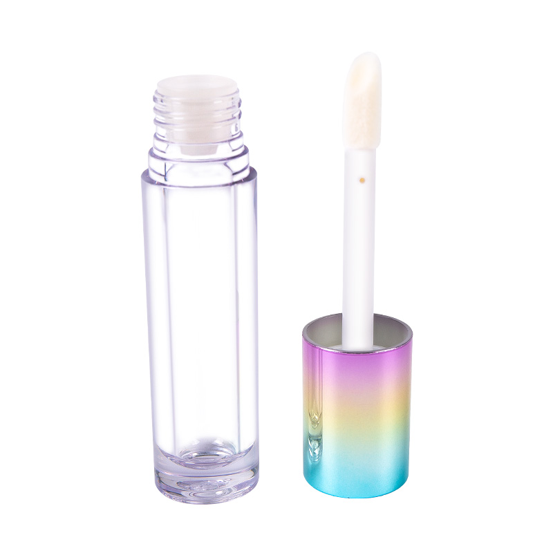 Color Gradient Cap Round Cylinder Plastic Transparent Bottle Lip Gloss Tube