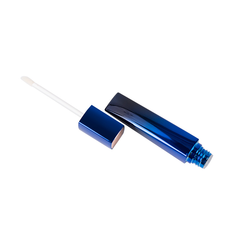 Blue Gradient Diamond-shaped Flat Bottle with Round Cap and Spiral Lip Gloss Tube