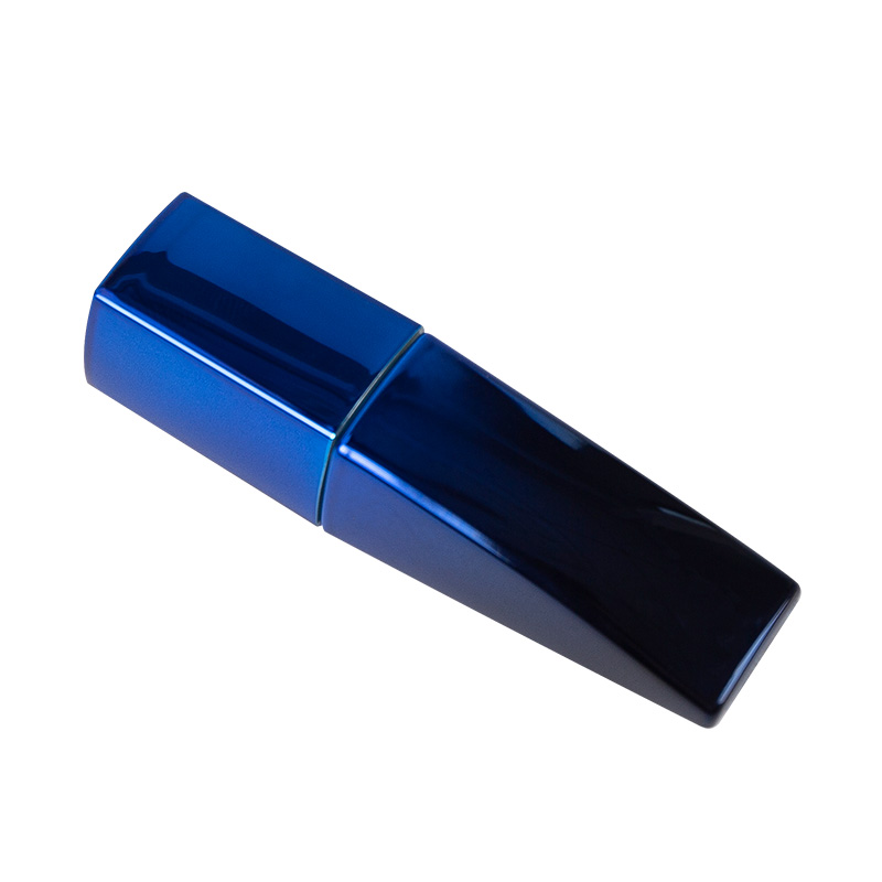 Blue Gradient Diamond Shape Mini Flat Bottle Round Cap Bottom Spiral Lip Gloss Tube Packaging