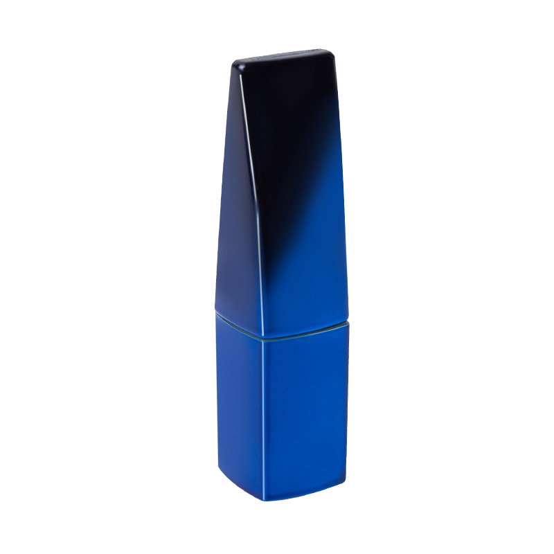 Blue Gradient Diamond Shape Mini Flat Bottle Round Cap Bottom Spiral Lip Gloss Tube Packaging