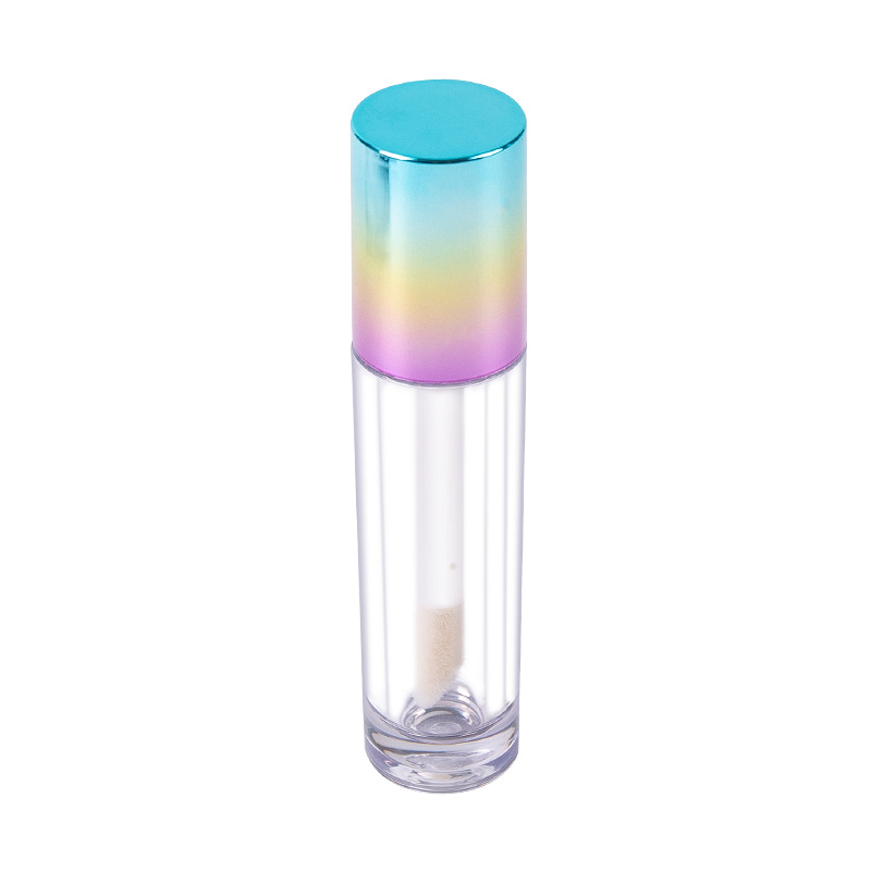 Color Gradient Cap Round Cylinder Plastic Transparent Bottle Lip Gloss Tube