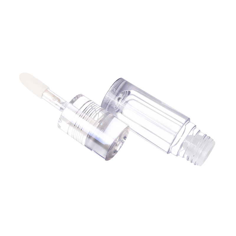 Fully transparent cylindrical glass texture short large brush head Lip Gloss Tube Packaging