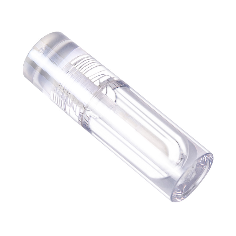 Fully transparent cylindrical glass texture short large brush head Lip Gloss Tube Packaging