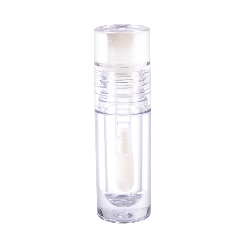 Fully transparent cylindrical glass texture short large brush head Lip Gloss Tube Packaging